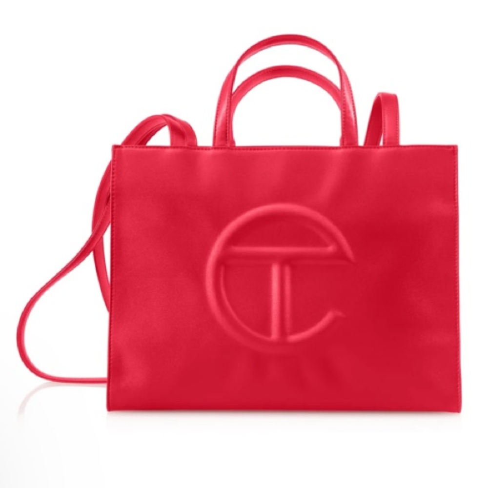 Telfar authentic NWT Red shopping bag Tote with Embossed Logo MED